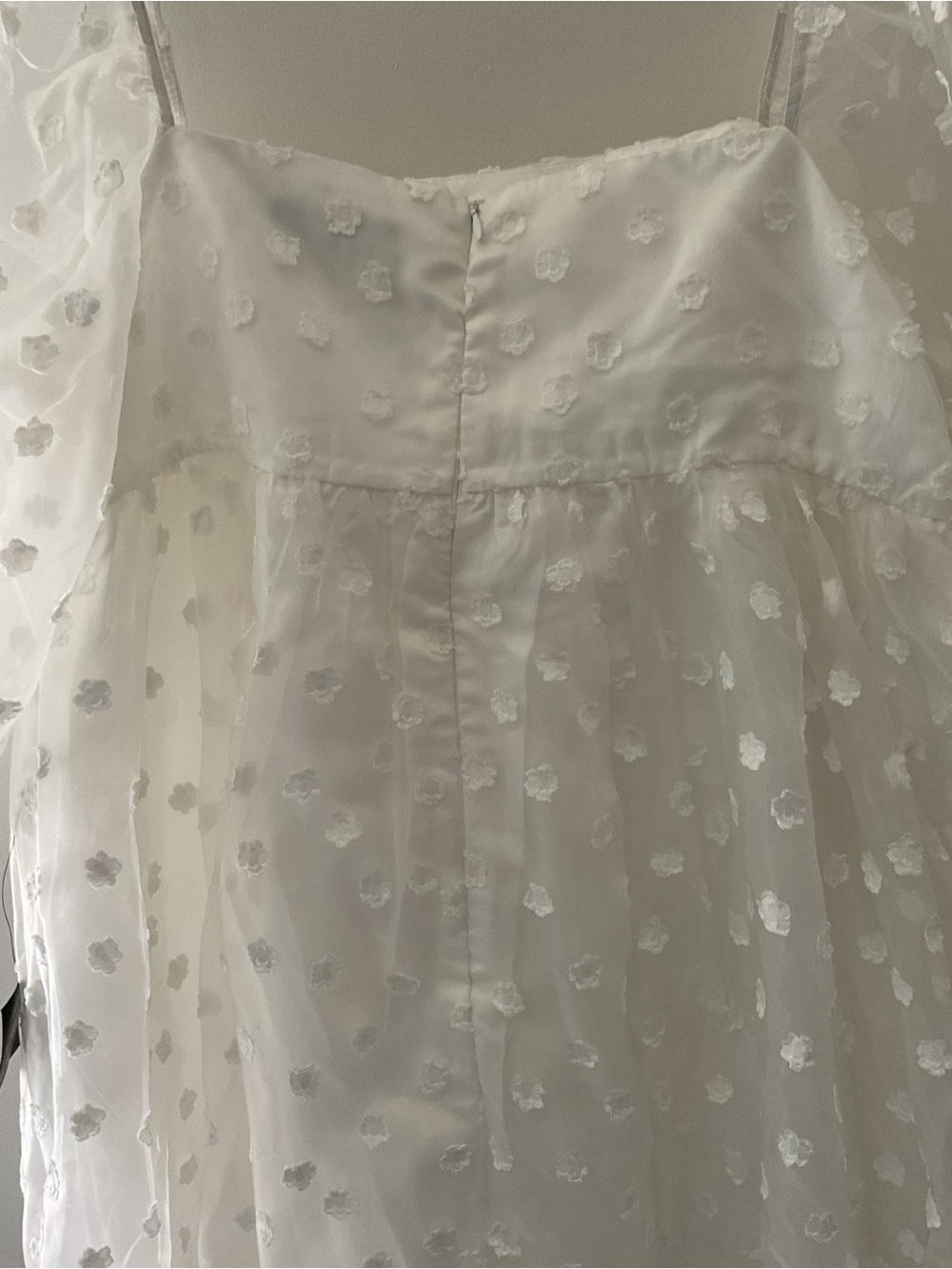Lulus Effervescent Charm White Organza Floral Babydoll Puff Sleeve Mini Dress - Picture 9 of 14